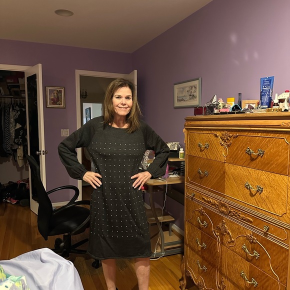 Calvin Klein knit dressy dress. Dark gray - Picture 1 of 7